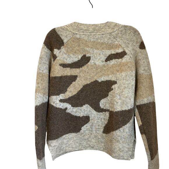 Anthropologie Moth Camo Knit Pullover Sweater Brown Tan S Soft Cozy Fall - Picture 2 of 8